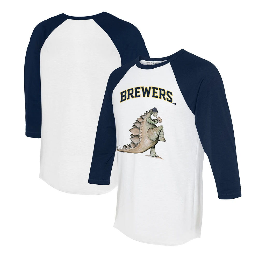 Unisex Tiny Turnip White/Navy Milwaukee Brewers Stega 3/4-Sleeve Raglan T-Shirt