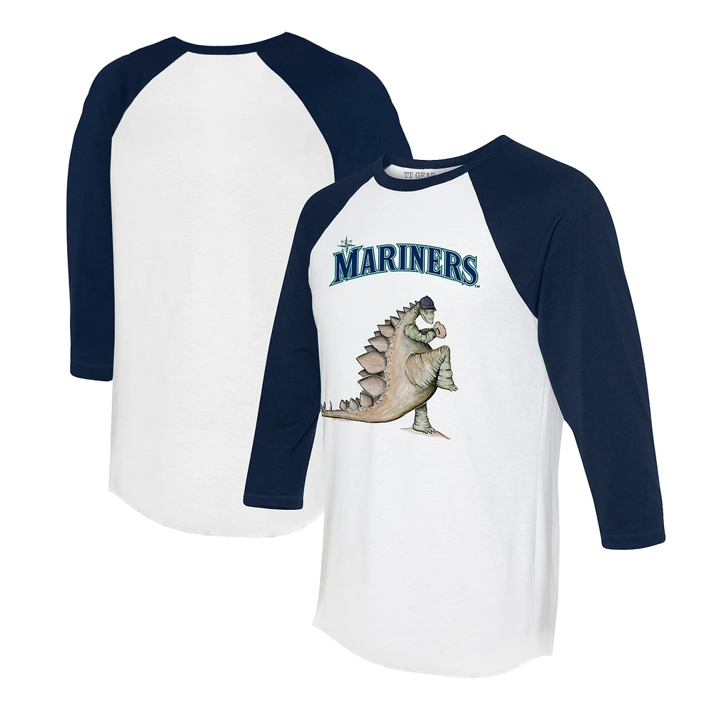 Unisex Tiny Turnip White/Navy Seattle Mariners Stega 3/4-Sleeve Raglan T-Shirt