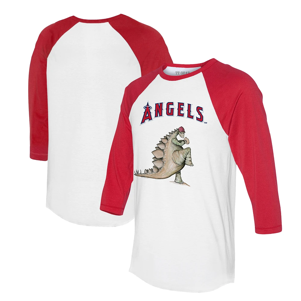Unisex Tiny Turnip White/Red Los Angeles Angels Stega 3/4-Sleeve Raglan T-Shirt