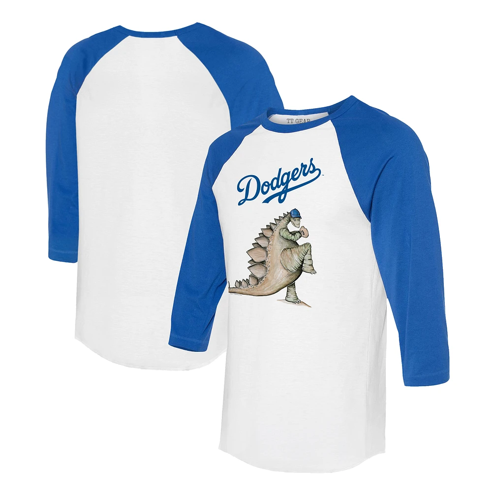 Unisex Tiny Turnip White/Royal Los Angeles Dodgers Stega 3/4-Sleeve Raglan T-Shirt