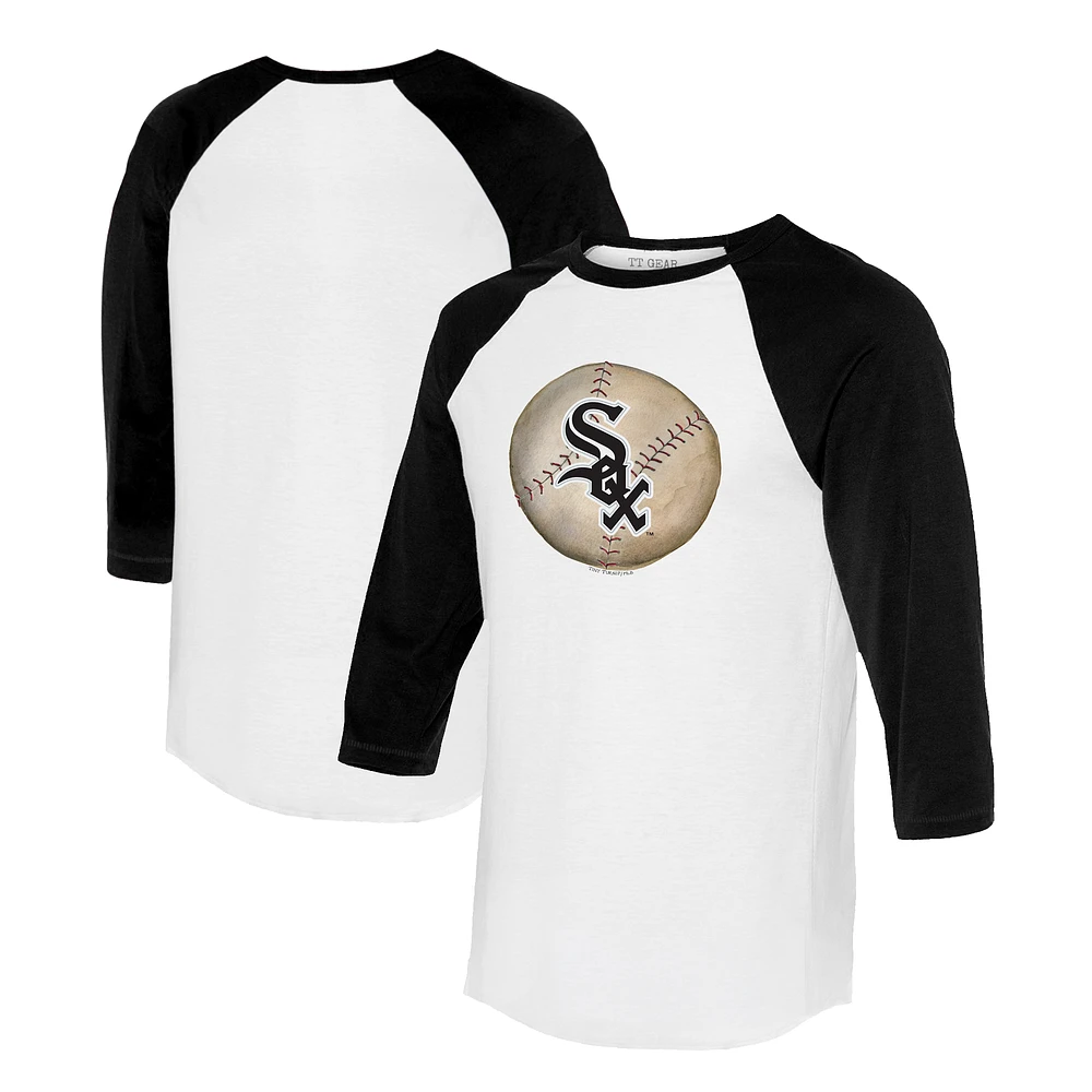Unisex Tiny Turnip White/Black Chicago White Sox Stitched Baseball 3/4-Sleeve Raglan T-Shirt