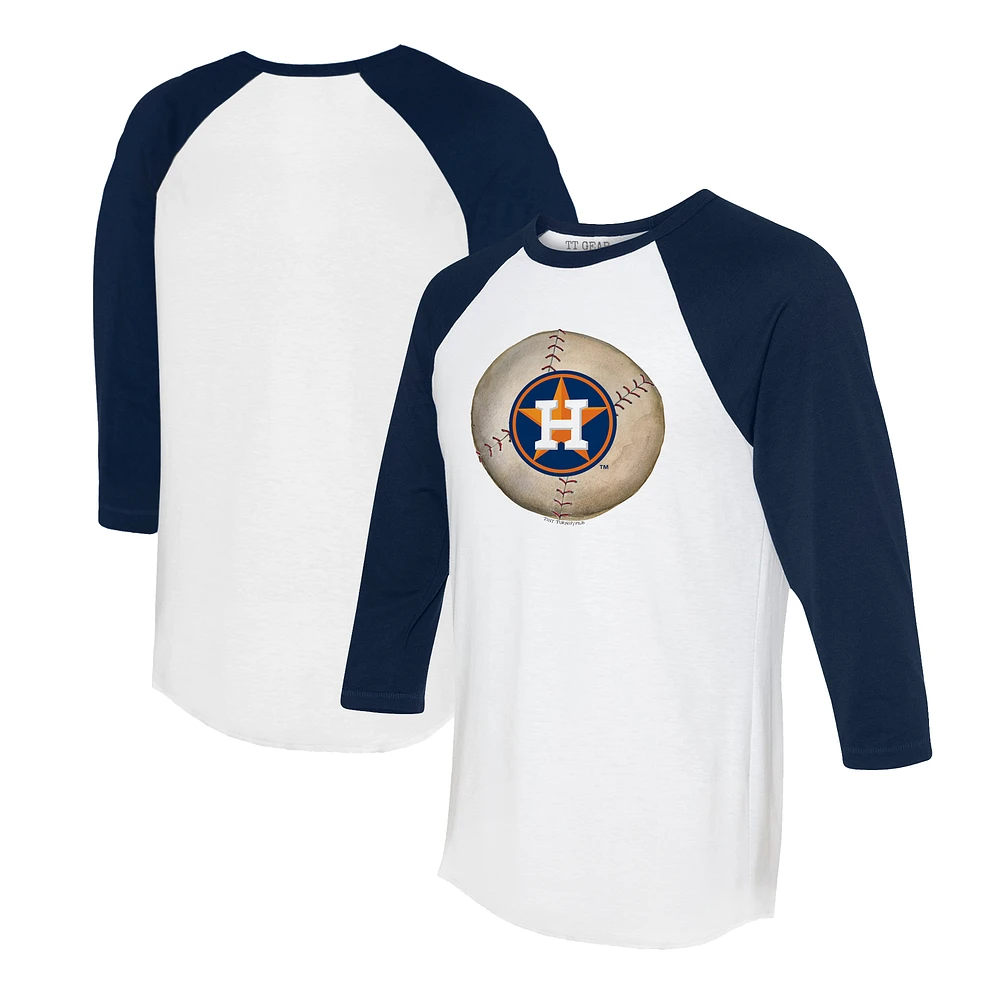 Unisex Tiny Turnip White/Navy Houston Astros Stitched Baseball 3/4-Sleeve Raglan T-Shirt