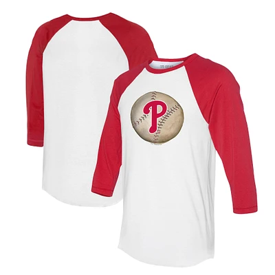 Unisex Tiny Turnip White/Red Philadelphia Phillies Stitched Baseball 3/4-Sleeve Raglan T-Shirt