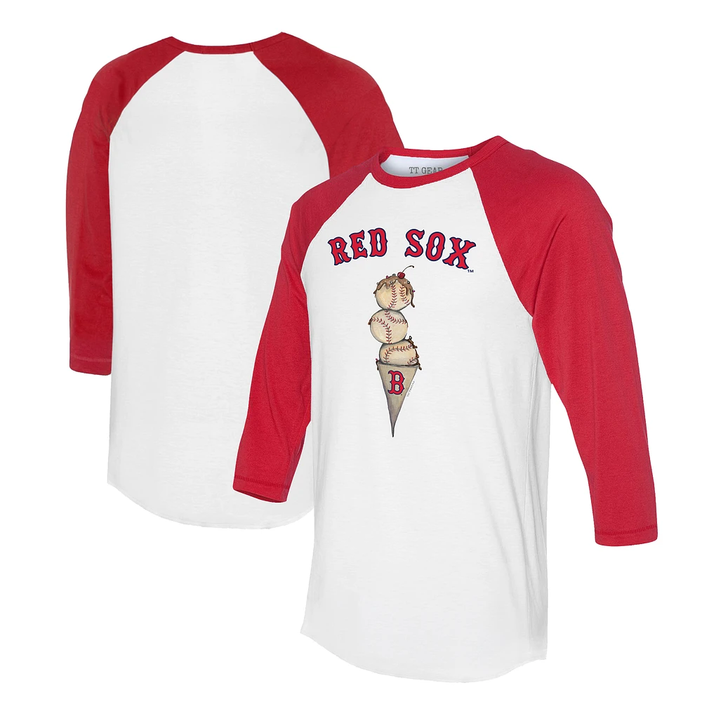 Unisex Tiny Turnip White/Red Boston Red Sox Triple Scoop 3/4-Sleeve Raglan T-Shirt