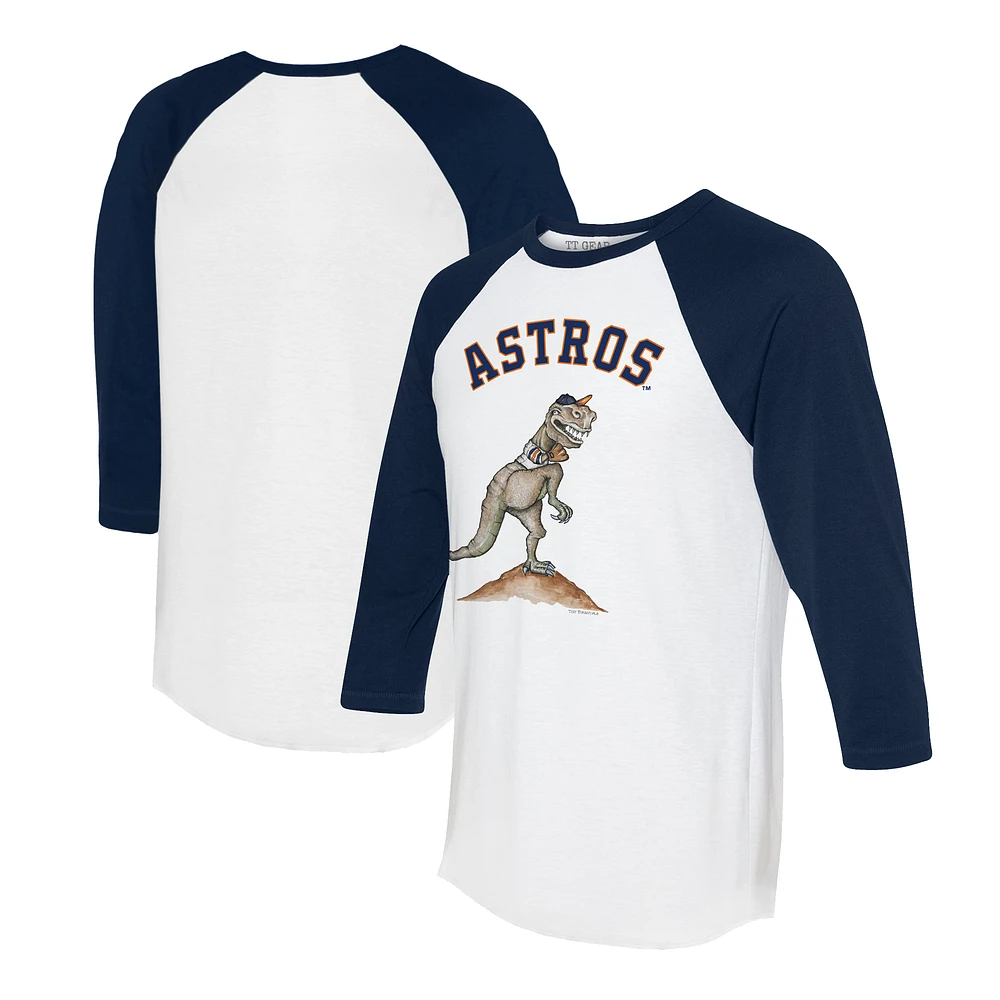 Unisex Tiny Turnip White/Navy Houston Astros TT Rex 3/4-Sleeve Raglan T-Shirt