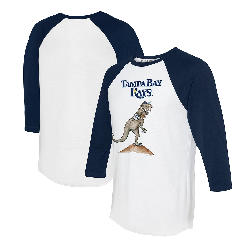Unisex Tiny Turnip White/Navy Tampa Bay Rays TT Rex 3/4-Sleeve Raglan T-Shirt
