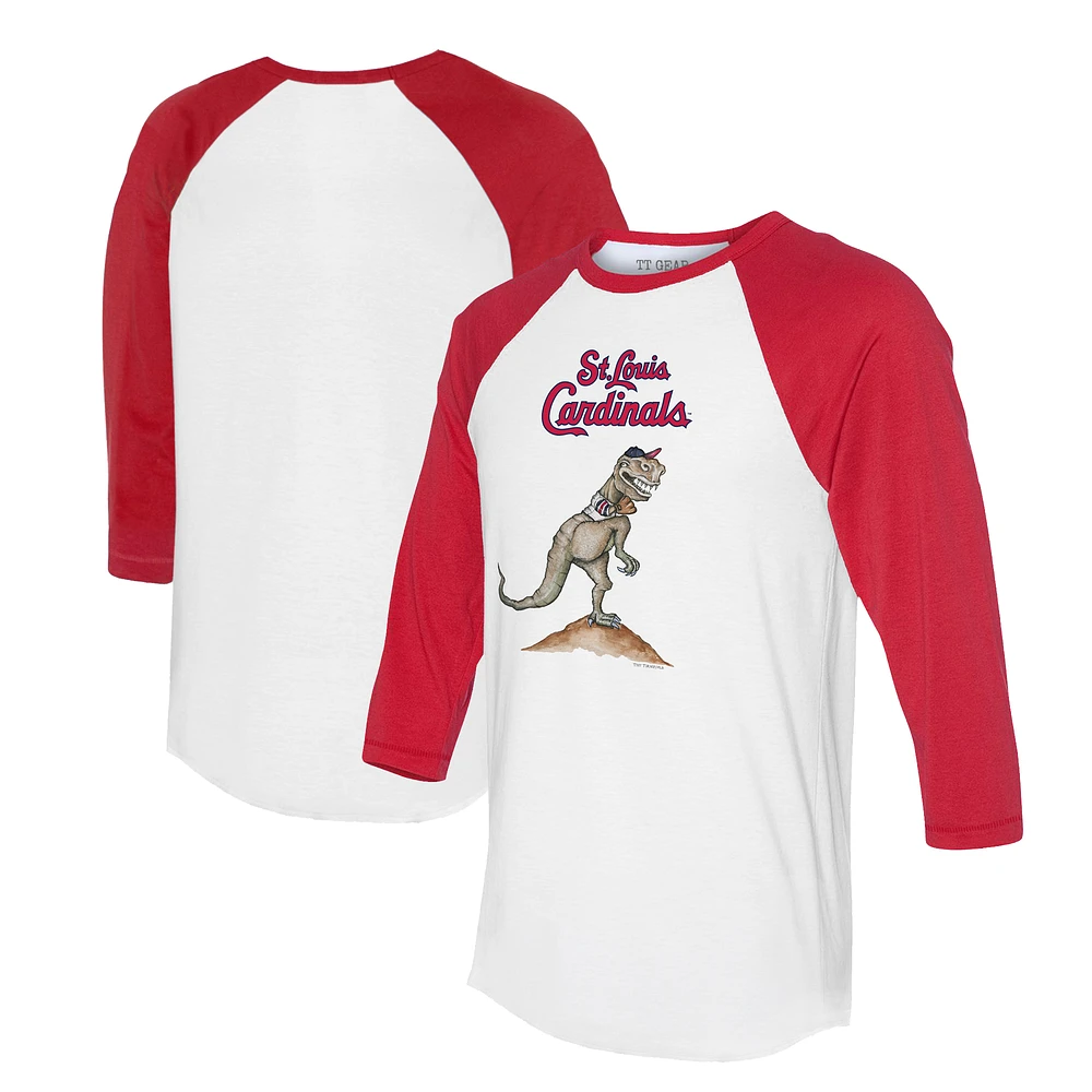 Unisex Tiny Turnip White/Red St. Louis Cardinals TT Rex 3/4-Sleeve Raglan T-Shirt