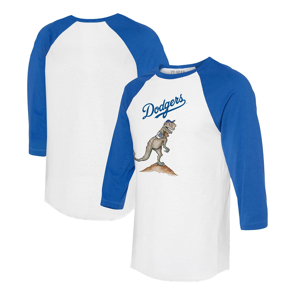 Unisex Tiny Turnip White/Royal Los Angeles Dodgers TT Rex 3/4-Sleeve Raglan T-Shirt