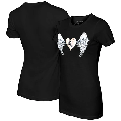 Women's Tiny Turnip Black Chicago White Sox Angel Wings T-Shirt