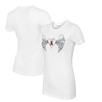 Women's Tiny Turnip White Los Angeles Angels Angel Wings T-Shirt