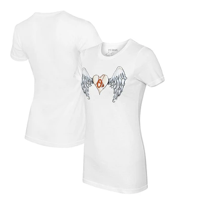 Women's Tiny Turnip White Baltimore Orioles Angel Wings T-Shirt