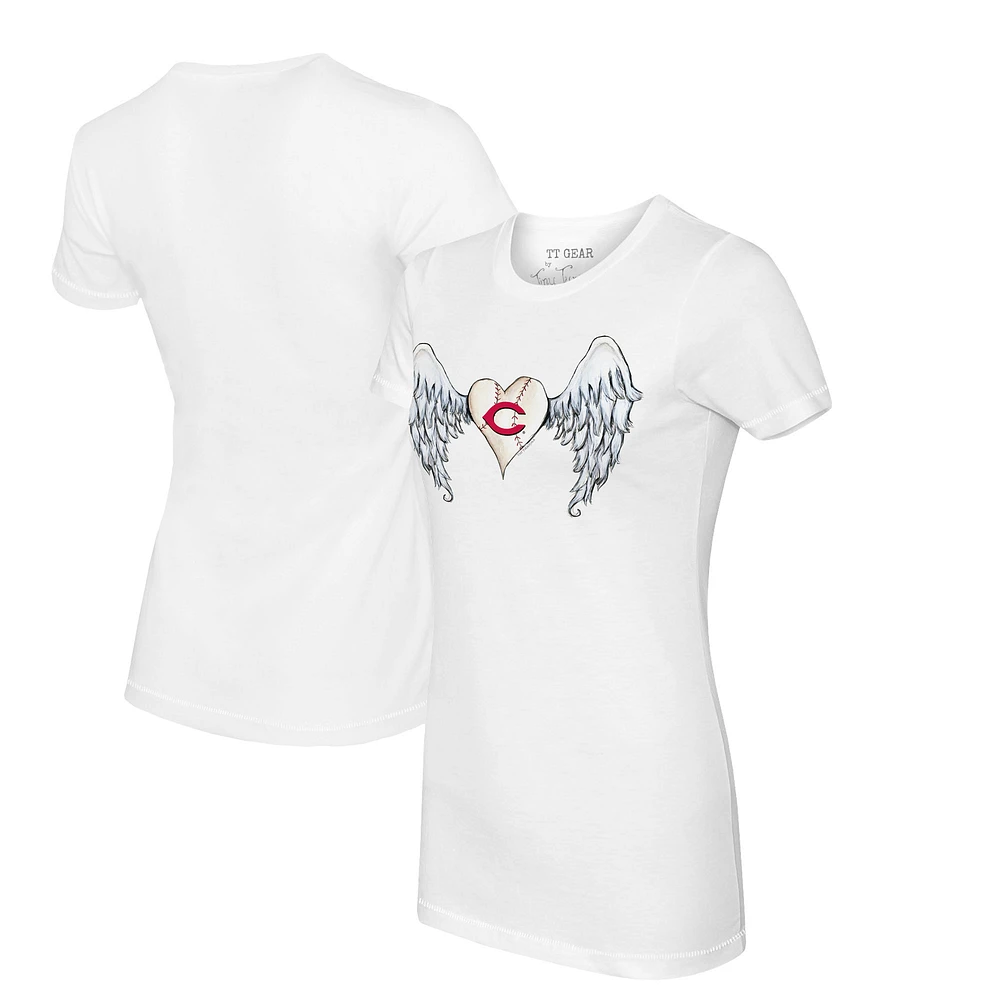 Women's Tiny Turnip White Cincinnati Reds Angel Wings T-Shirt