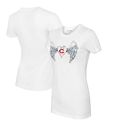 Women's Tiny Turnip White Cincinnati Reds Angel Wings T-Shirt