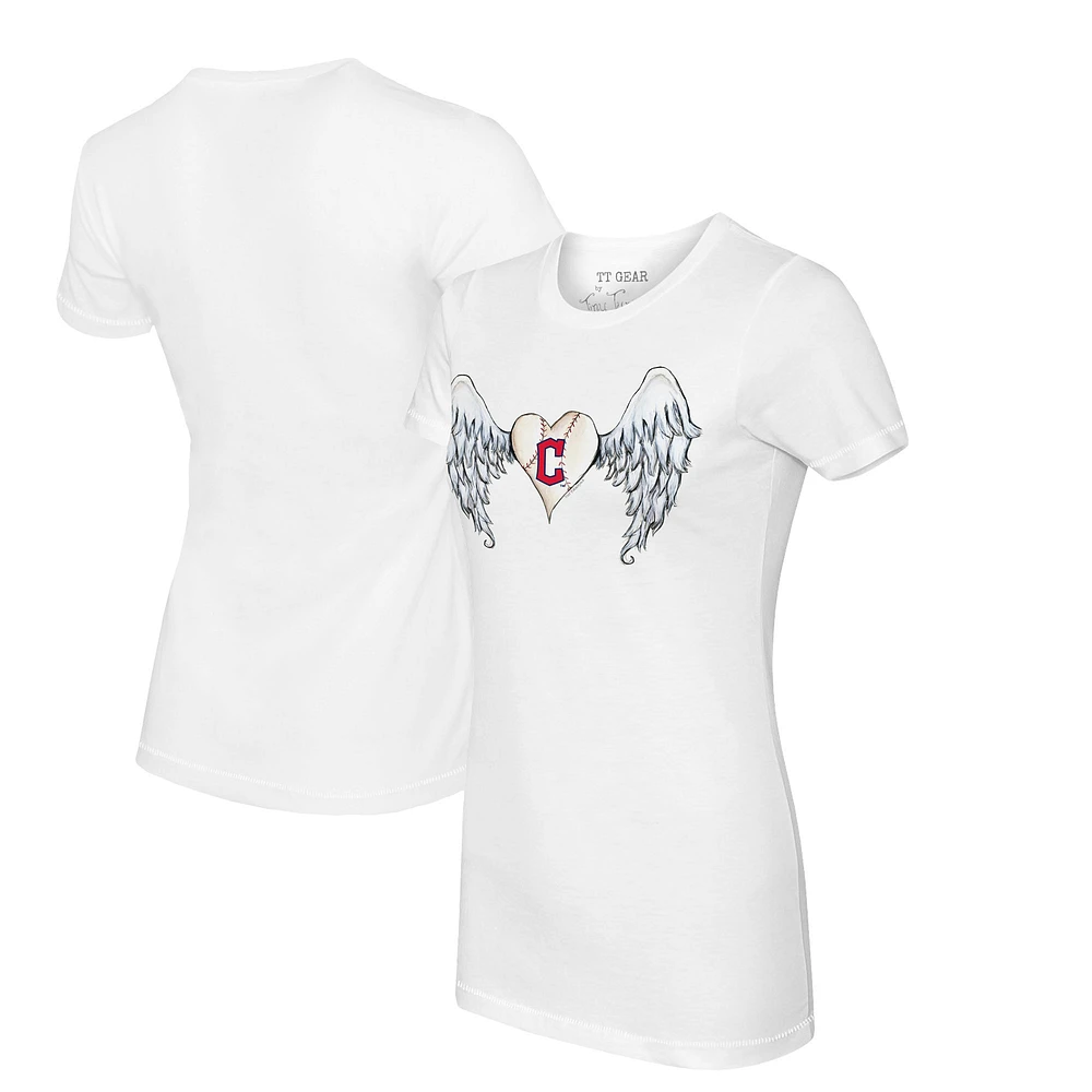Women's Tiny Turnip White Cleveland Guardians Angel Wings T-Shirt