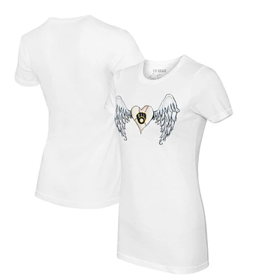 Women's Tiny Turnip White Milwaukee Brewers Angel Wings T-Shirt