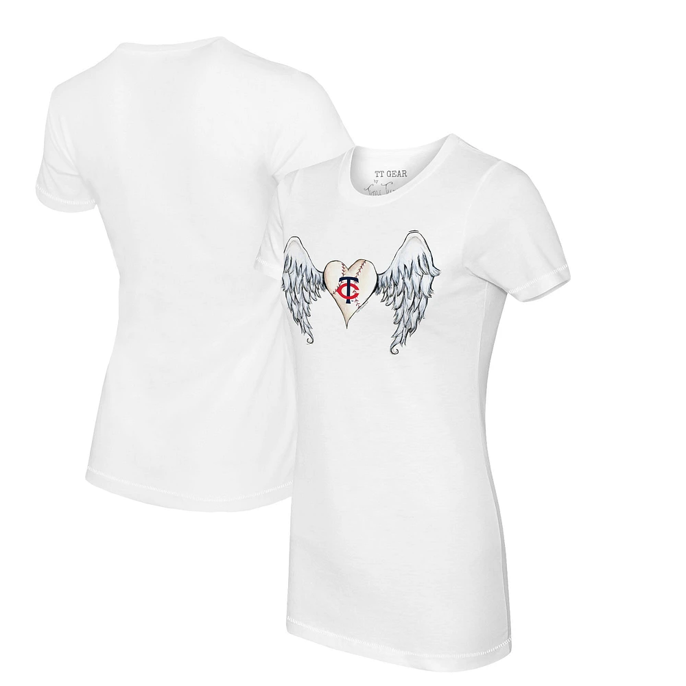 Women's Tiny Turnip White Minnesota Twins Angel Wings T-Shirt