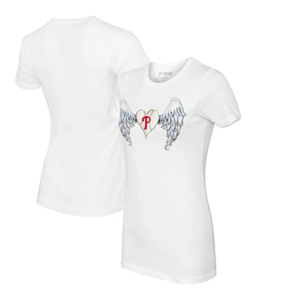 Women's Tiny Turnip White Philadelphia Phillies Angel Wings T-Shirt