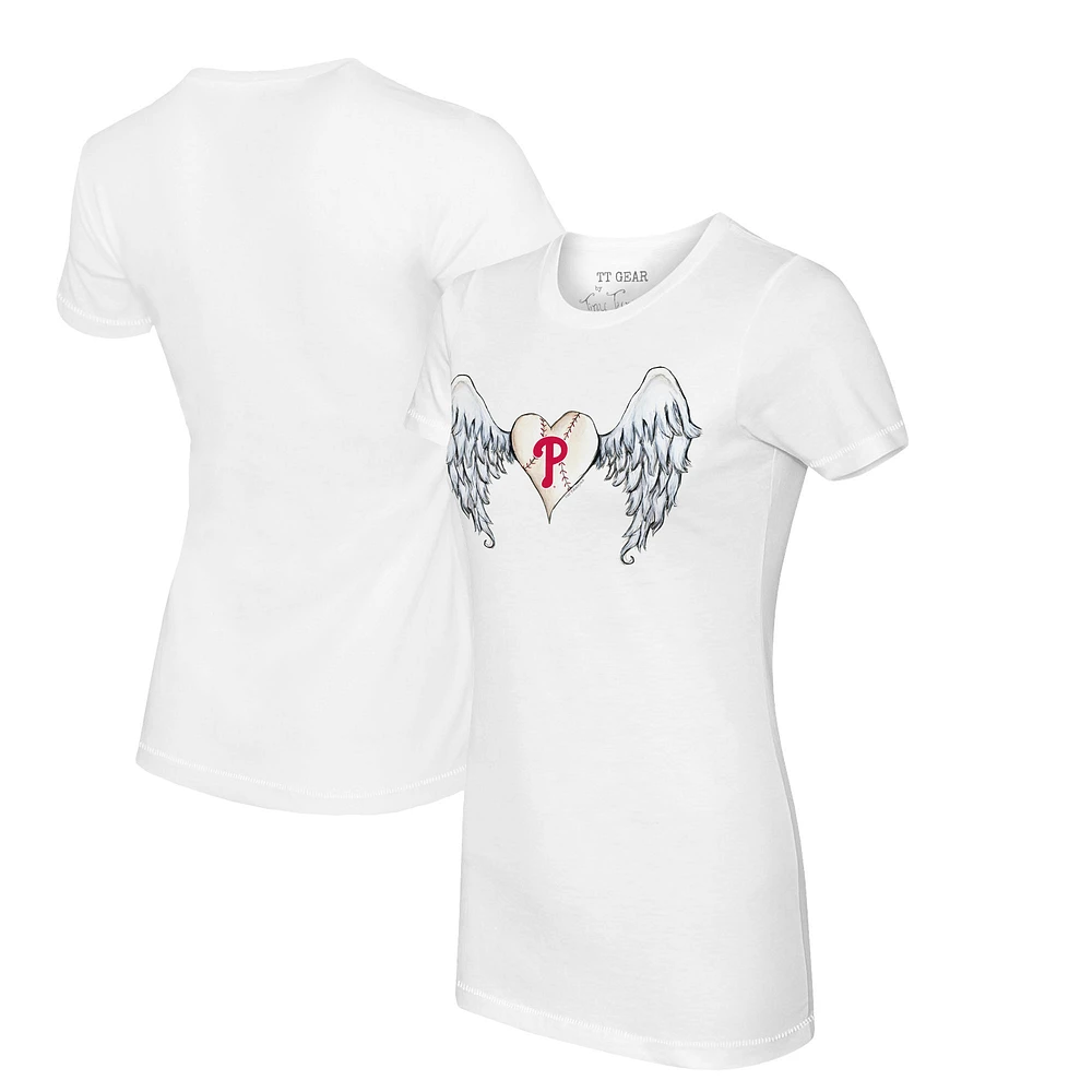 Women's Tiny Turnip White Philadelphia Phillies Angel Wings T-Shirt