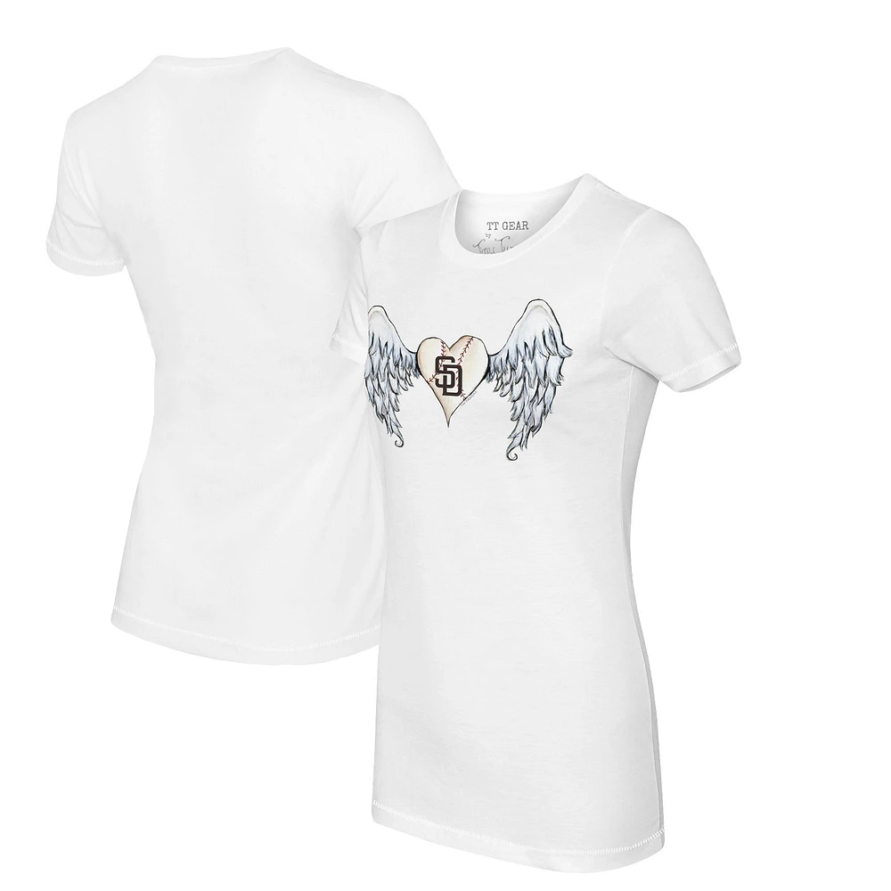 Women's Tiny Turnip White San Diego Padres Angel Wings T-Shirt