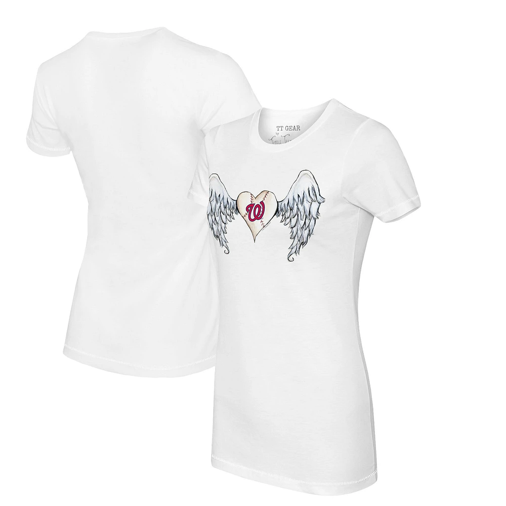 Women's Tiny Turnip White Washington Nationals Angel Wings T-Shirt