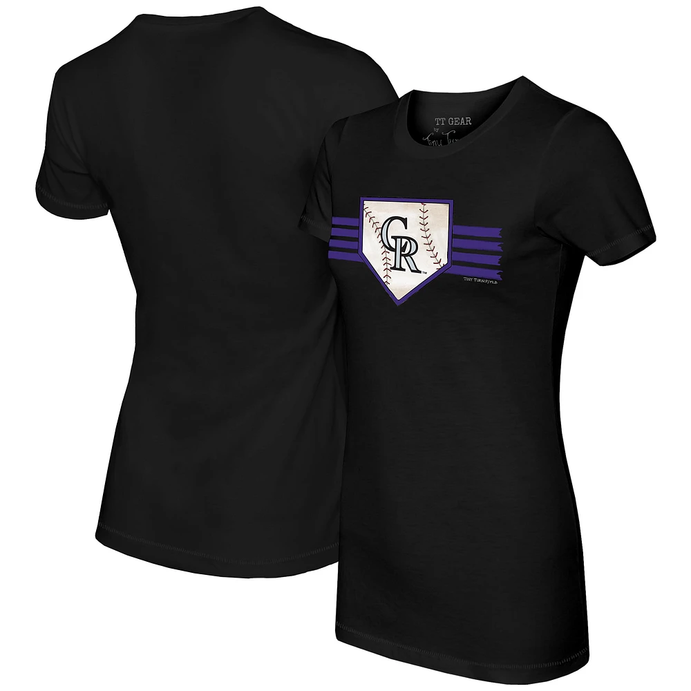 Women's Tiny Turnip Black Colorado Rockies Base Stripe T-Shirt
