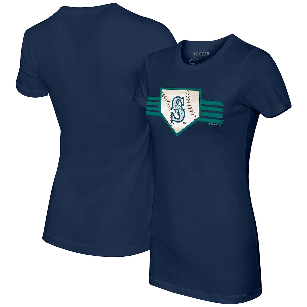 Women's Tiny Turnip Navy Seattle Mariners Base Stripe T-Shirt