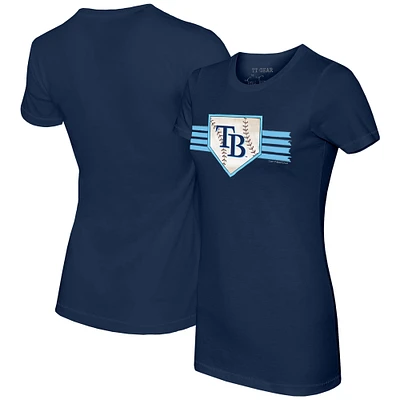 Women's Tiny Turnip Navy Tampa Bay Rays Base Stripe T-Shirt