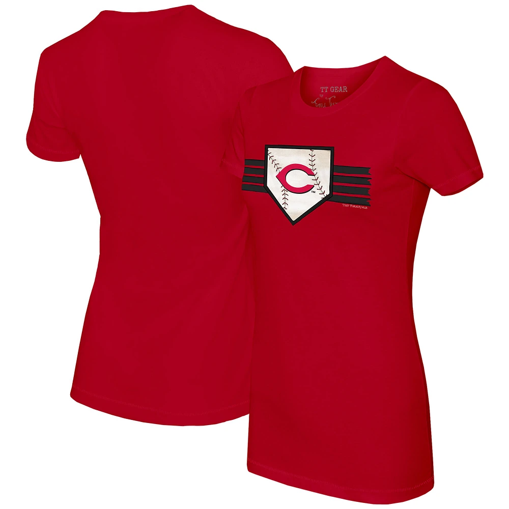 Women's Tiny Turnip Red Cincinnati Reds Base Stripe T-Shirt