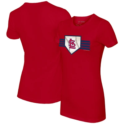 Women's Tiny Turnip Red St. Louis Cardinals Base Stripe T-Shirt
