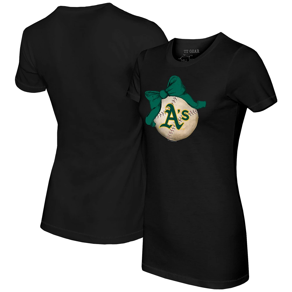 Women's Tiny Turnip Black Athletics Baseball Bow T-Shirt