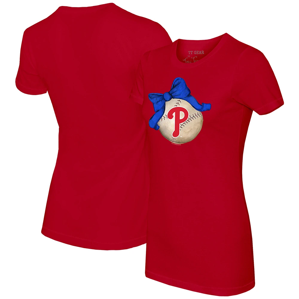 Women's Tiny Turnip Red Philadelphia Phillies Baseball Bow T-Shirt