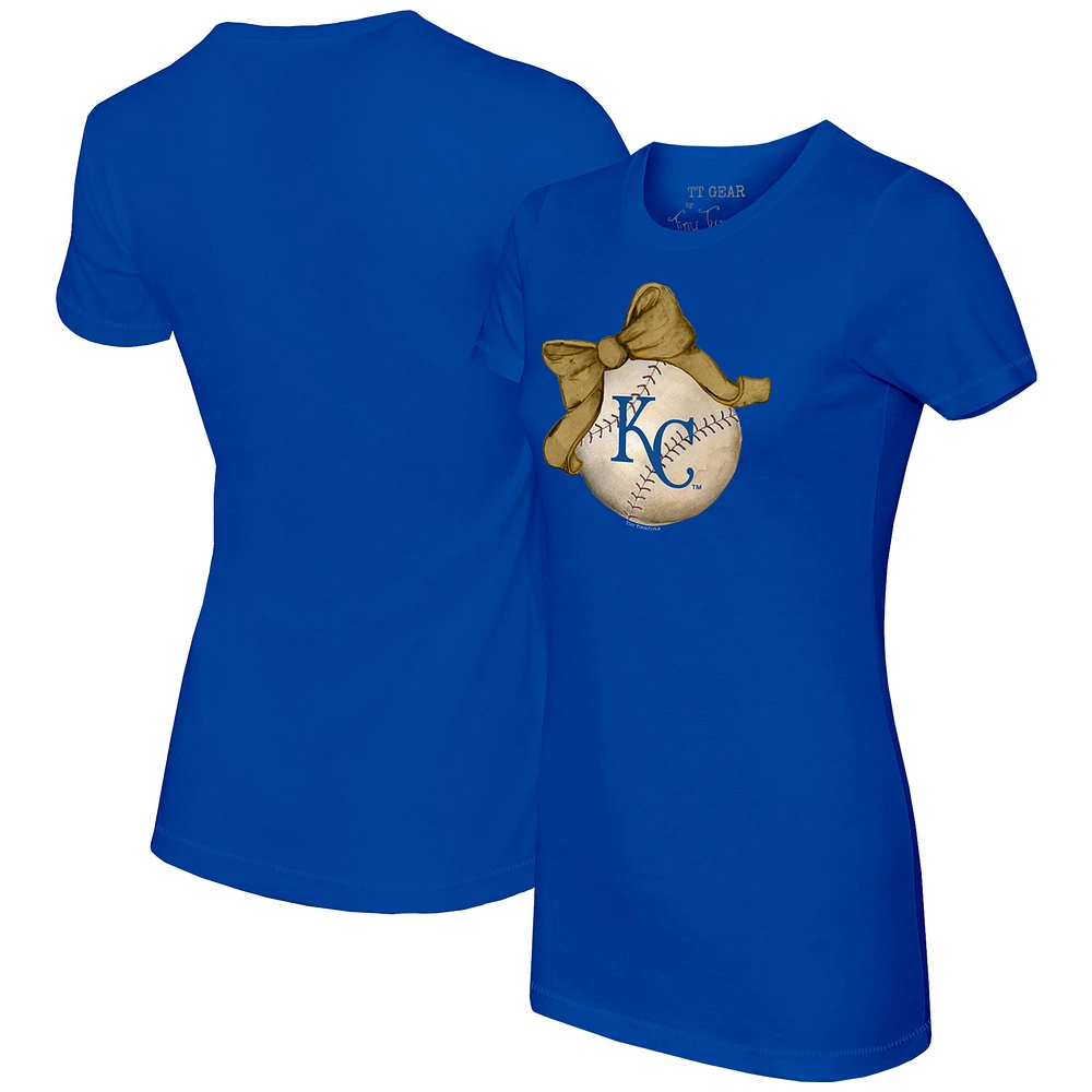 Women's Tiny Turnip Royal Kansas City Royals Baseball Bow T-Shirt