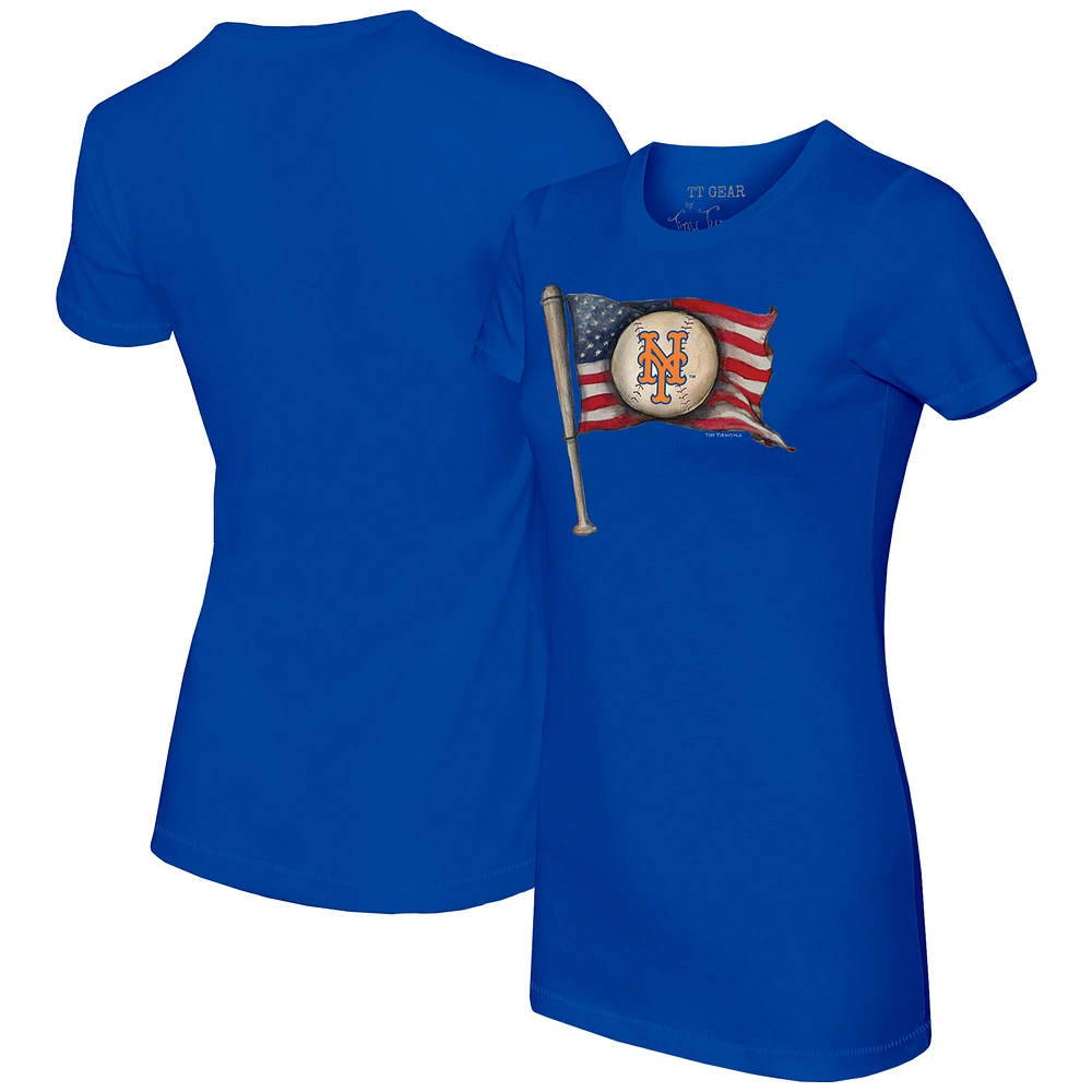 Women's Tiny Turnip Royal New York Mets Baseball Flag T-Shirt