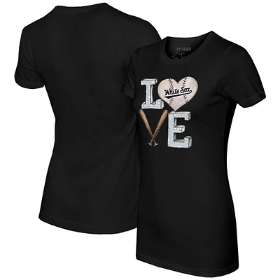 Women's Tiny Turnip Black Chicago White Sox Baseball Love T-Shirt