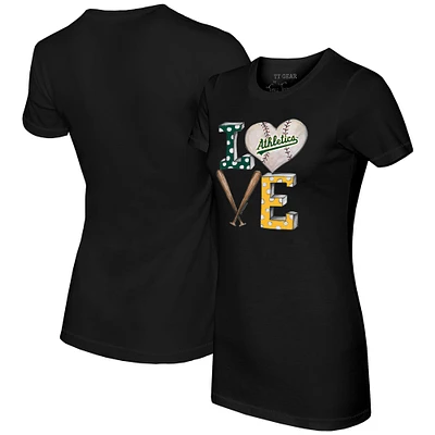 Women's Tiny Turnip Black Athletics Baseball Love T-Shirt