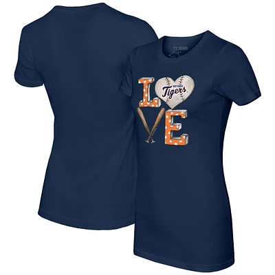 Women's Tiny Turnip Navy Detroit Tigers Baseball Love T-Shirt