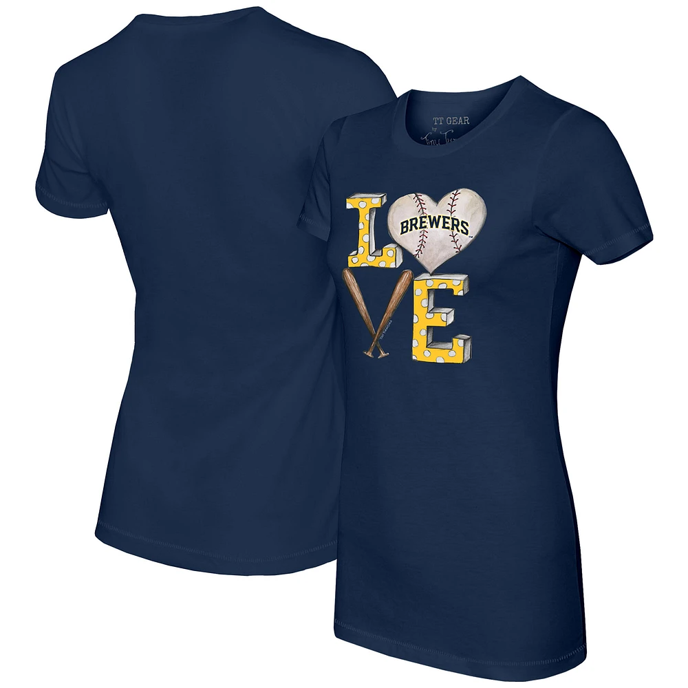Women's Tiny Turnip Navy Milwaukee Brewers Baseball Love T-Shirt