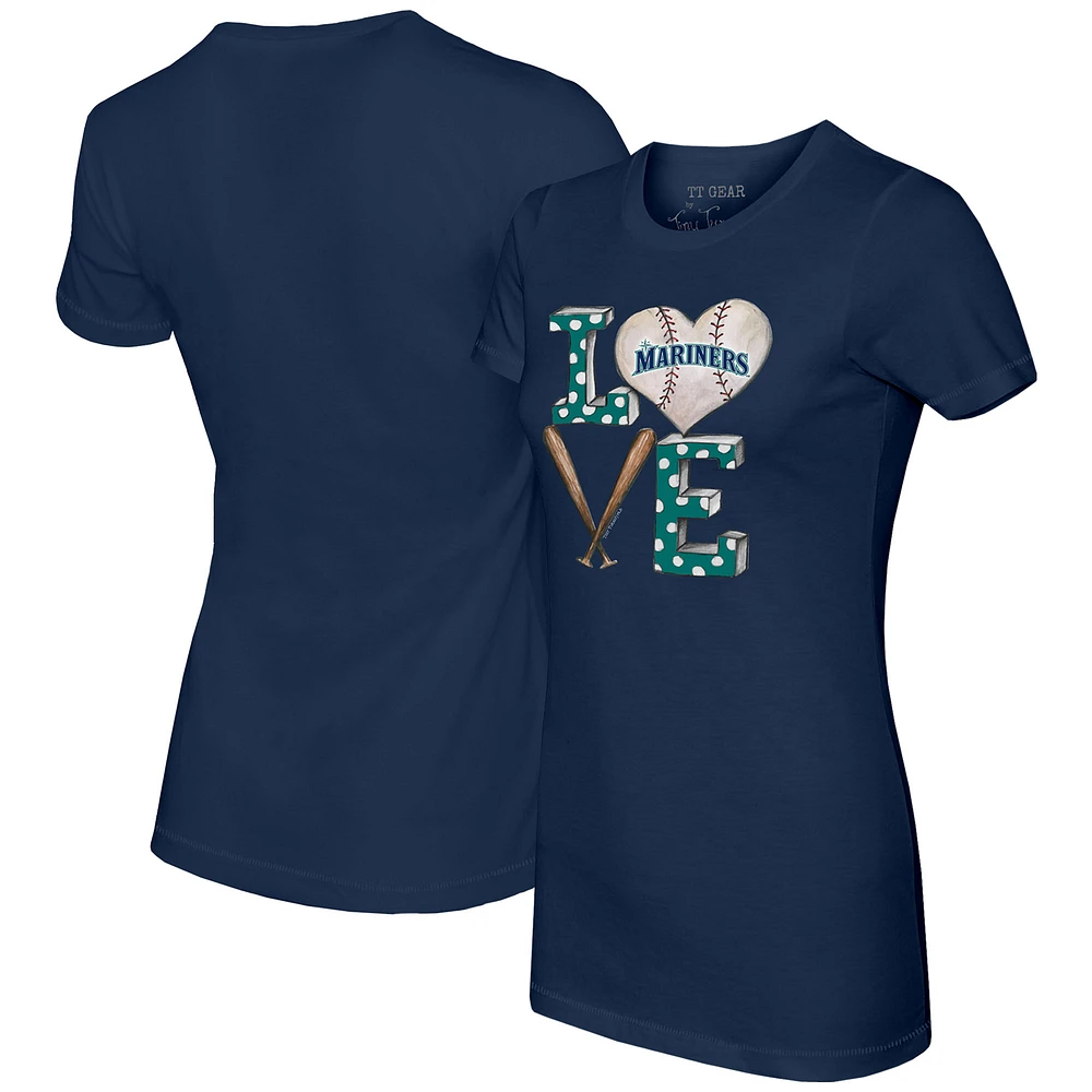 Women's Tiny Turnip Navy Seattle Mariners Baseball Love T-Shirt