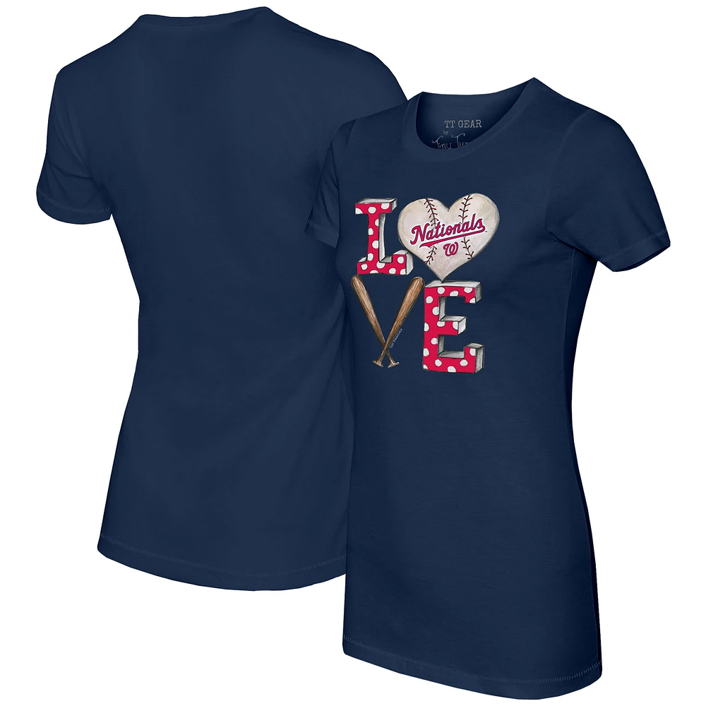 Women's Tiny Turnip Navy Washington Nationals Baseball Love T-Shirt