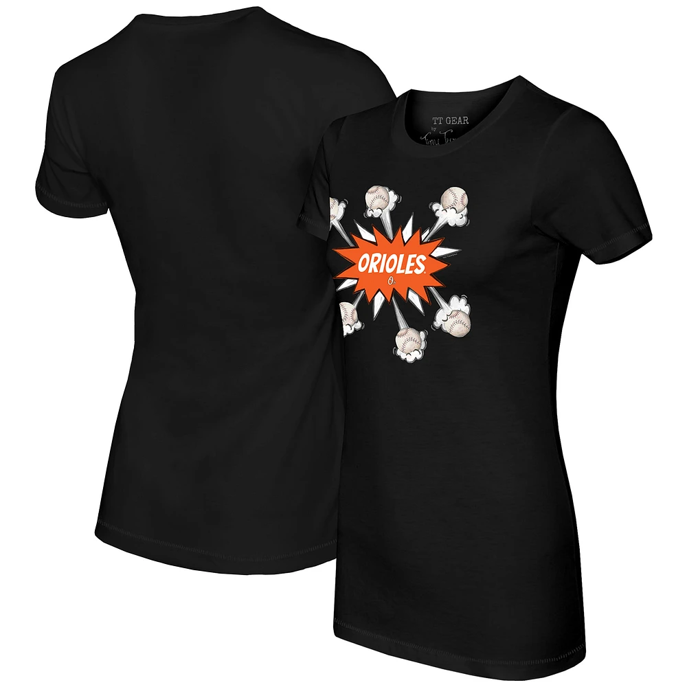Women's Tiny Turnip Black Baltimore Orioles Baseball Pow T-Shirt