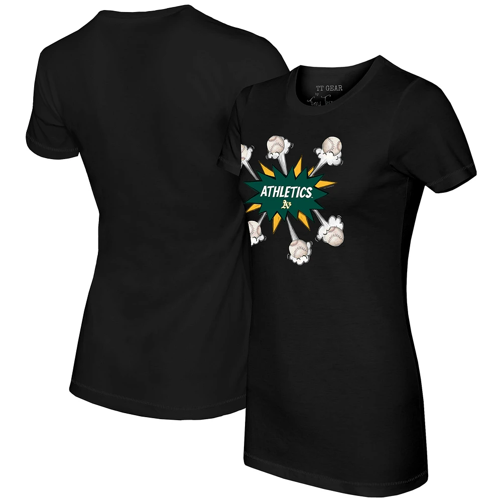 Women's Tiny Turnip Black Athletics Baseball Pow T-Shirt