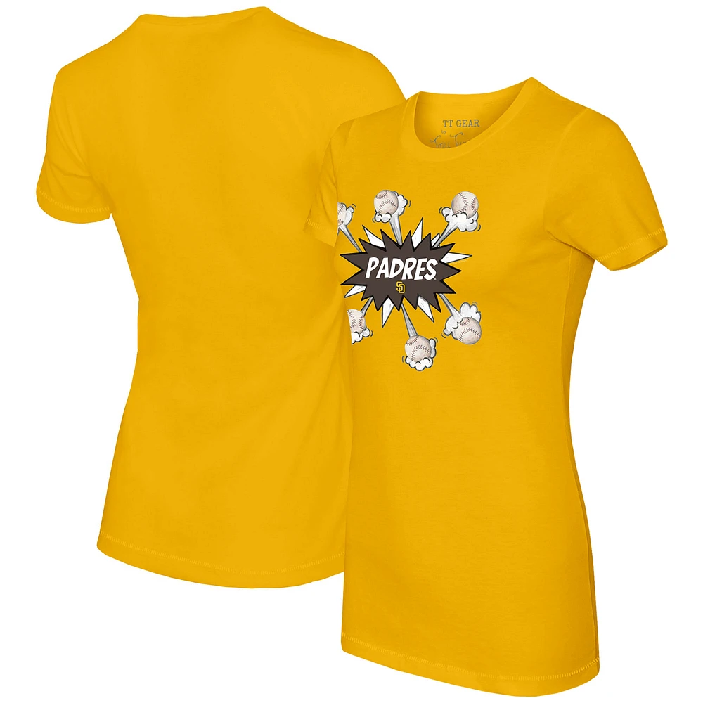Women's Tiny Turnip Gold San Diego Padres Baseball Pow T-Shirt