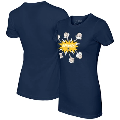 Women's Tiny Turnip Navy Milwaukee Brewers Baseball Pow T-Shirt