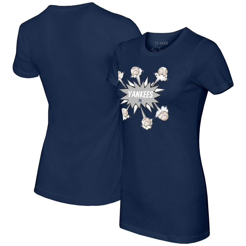 Women's Tiny Turnip Navy New York Yankees Baseball Pow T-Shirt
