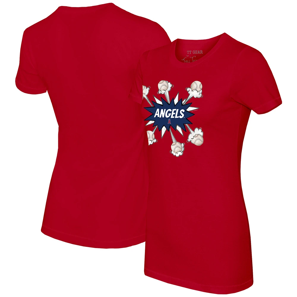 Women's Tiny Turnip Red Los Angeles Angels Baseball Pow T-Shirt