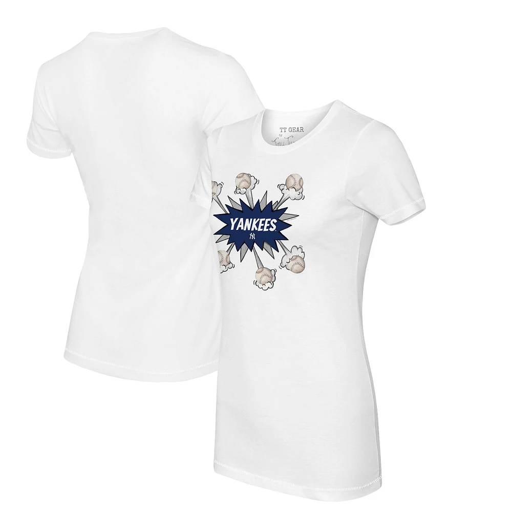 Women's Tiny Turnip White New York Yankees Baseball Pow T-Shirt