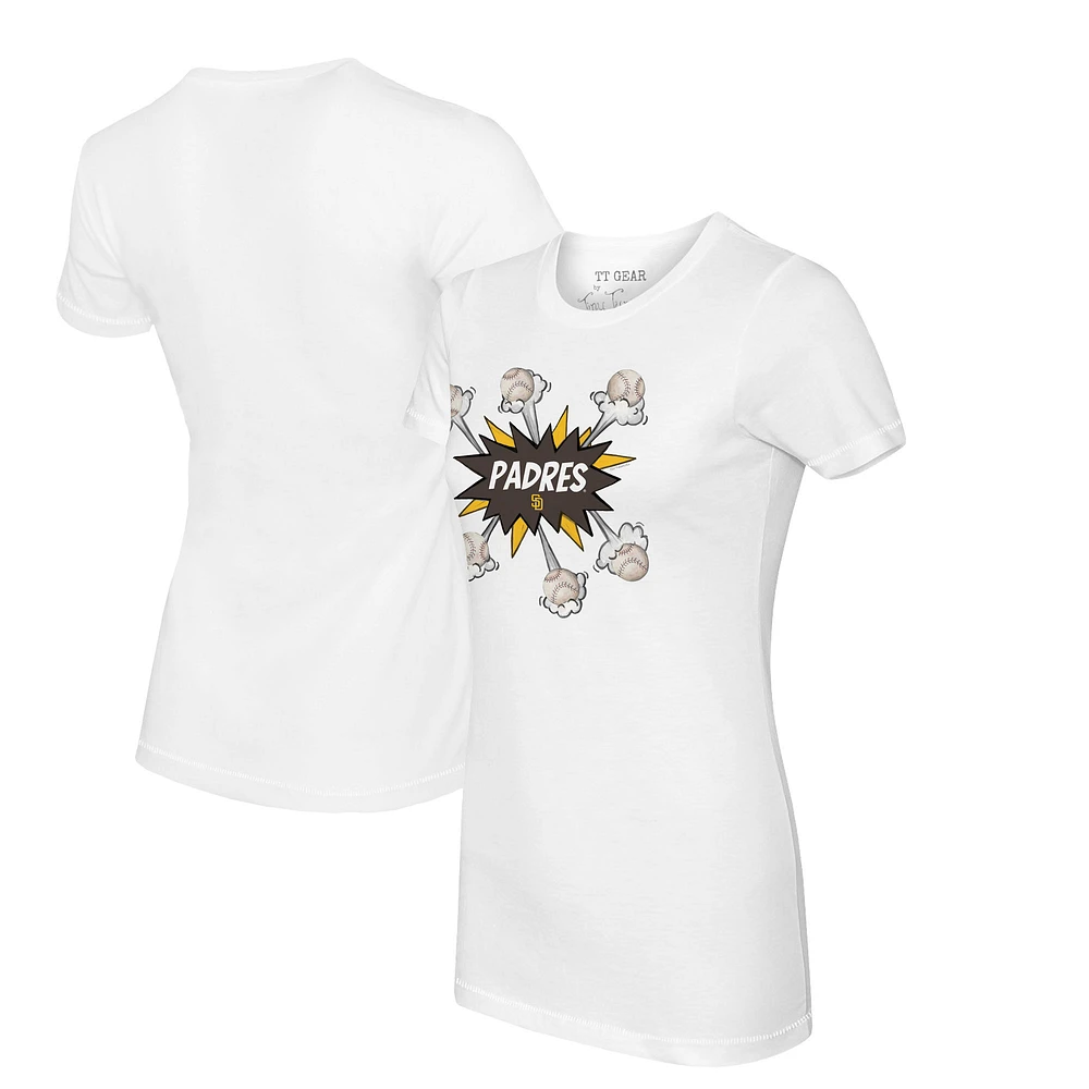 Women's Tiny Turnip White San Diego Padres Baseball Pow T-Shirt
