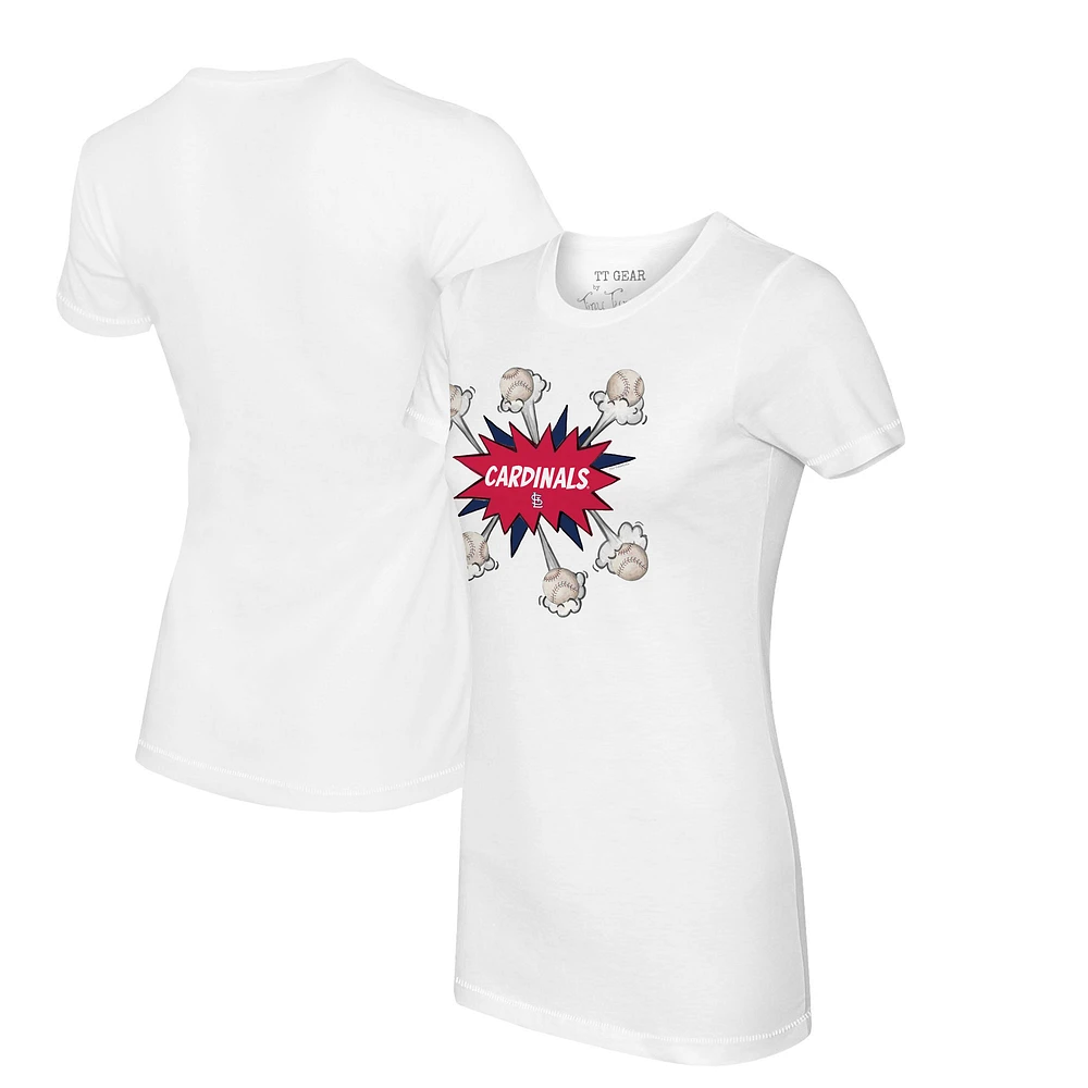 Women's Tiny Turnip White St. Louis Cardinals Baseball Pow T-Shirt