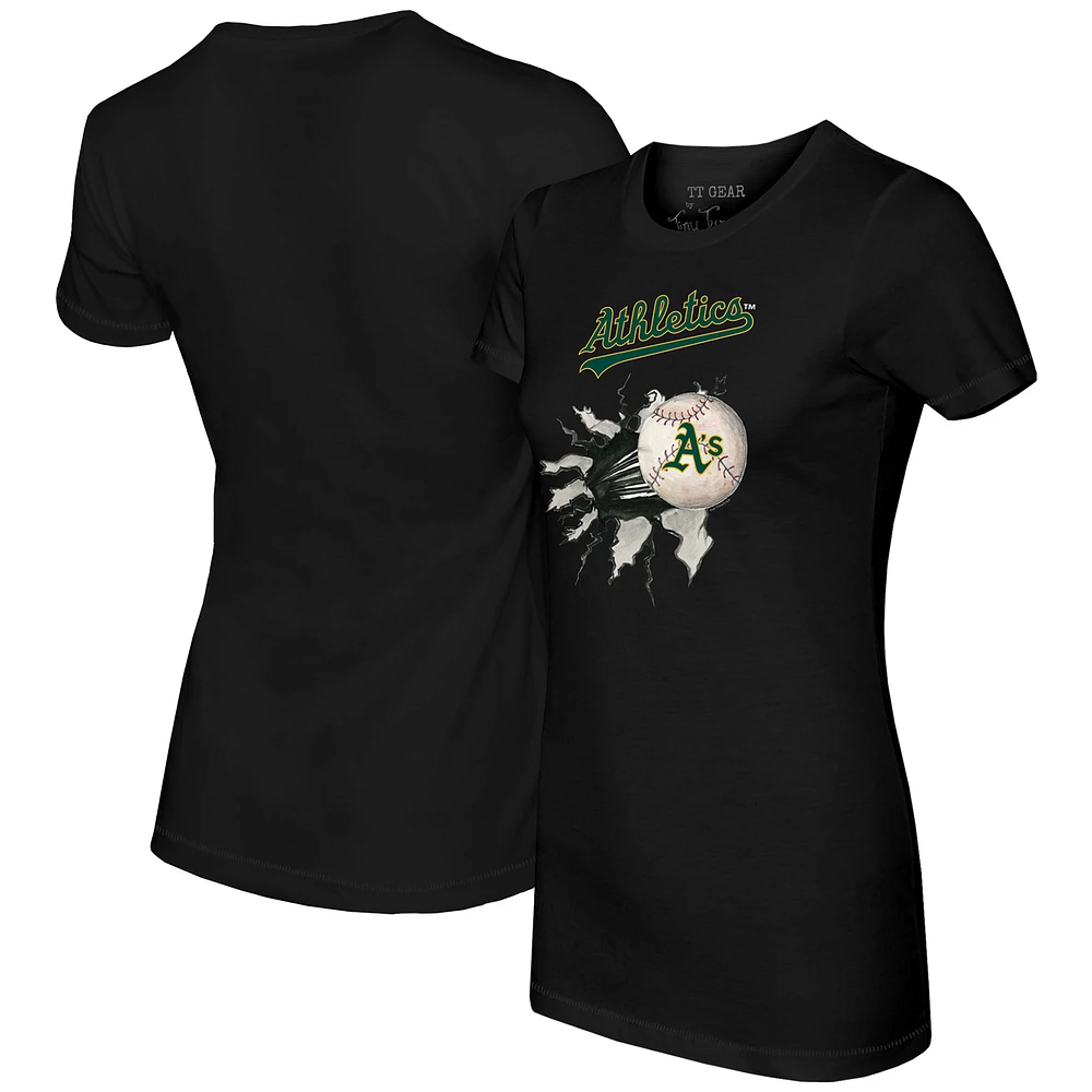 Women's Tiny Turnip Black Athletics Baseball Tear T-Shirt
