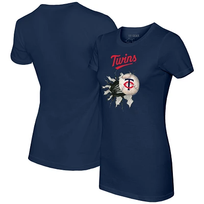 Women's Tiny Turnip Navy Minnesota Twins Baseball Tear T-Shirt